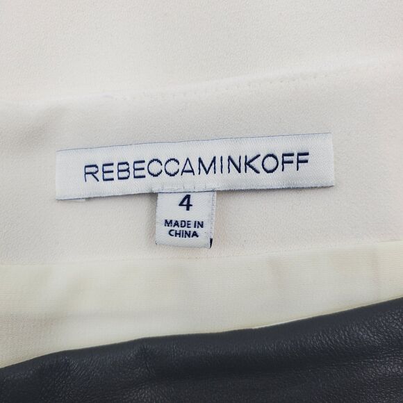 Rebecca Minkoff White Skirt Black Waist Trim Sz 4 - Picture 3 of 6